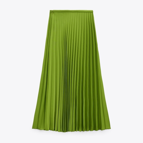 NWT Zara Pleated Midi Skirt - Green - Picture 8 of 9